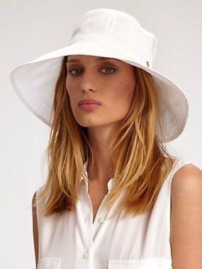 HELEN KAMINSKI 100% Cotton Canvas Sun Hat Bucket Hat in Off White